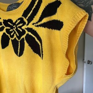 Vintage sweater, yellow, petite small. I wear a M regular and it was crop top